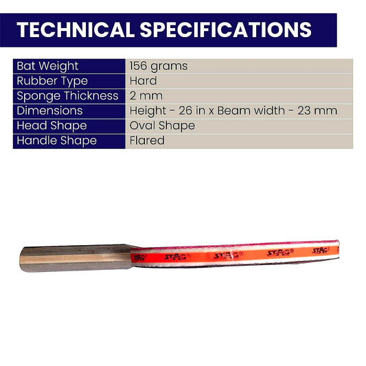 STAG Beginner ITTF Approved Rubber Tournament Table Tennis Bat