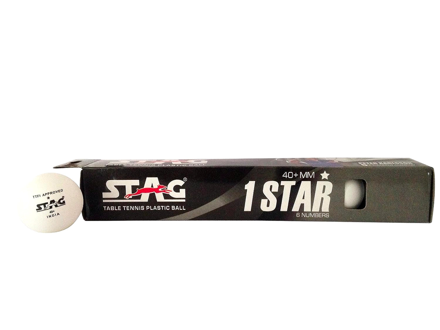 STAG One Star Plastic Table Tennis Ball (Pack of 6 - White)