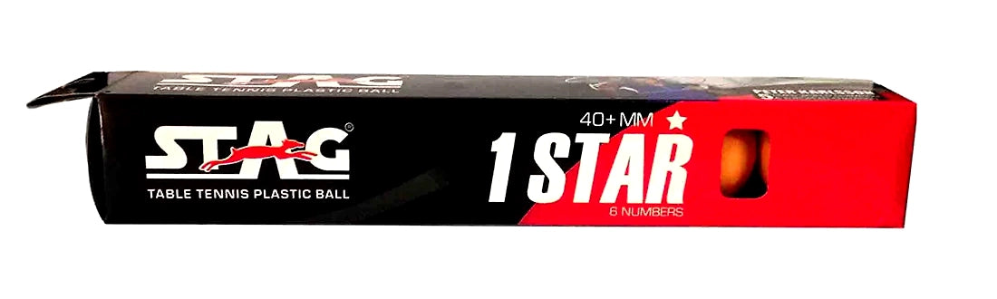 Stag One Star Plastic Table Tennis Ball, 40mm Pack of 6 (Orange)