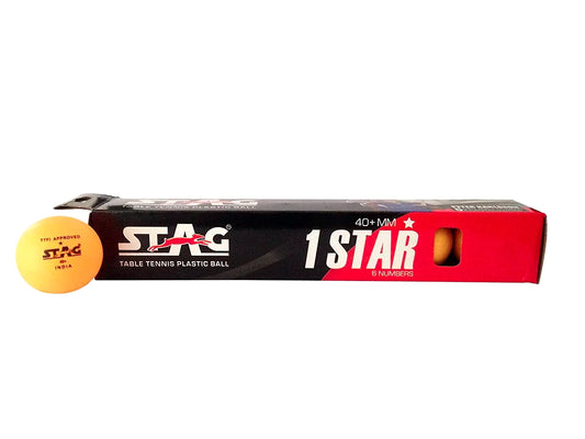 Stag One Star Plastic Table Tennis Ball, 40mm Pack of 6 (Orange)