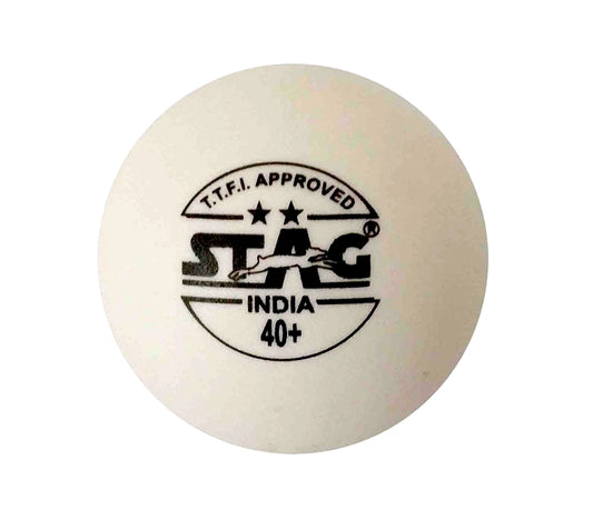 STAG Two Star Plastic Table Tennis Ball, 40mm Pack of 6, White