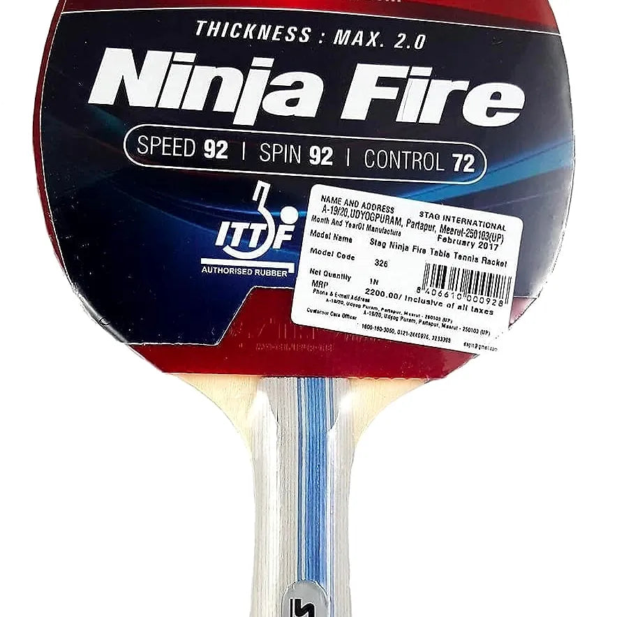 STAG Advanced ITTF Approved Rubber Ninja Fire Table Tennis Racket