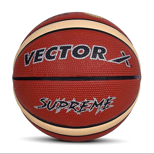 Vector X Supreme Basketball: Official Match Ball of the Basketball Federation of India | 14 Panels | Rubberized Bladder | Professional Grade