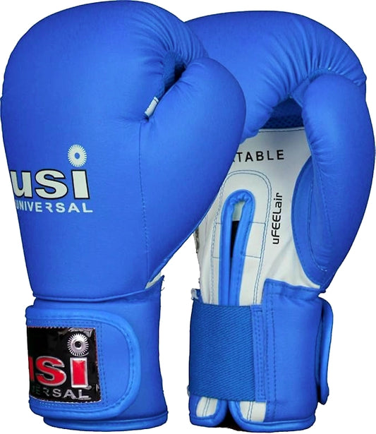 USI Universal The Unbeatable Lite Contest PU Boxing Gloves for Men & Women: Molded Foam Padding, Sweat-Wicking Lining, Elasticated Hook & Loop Closure System