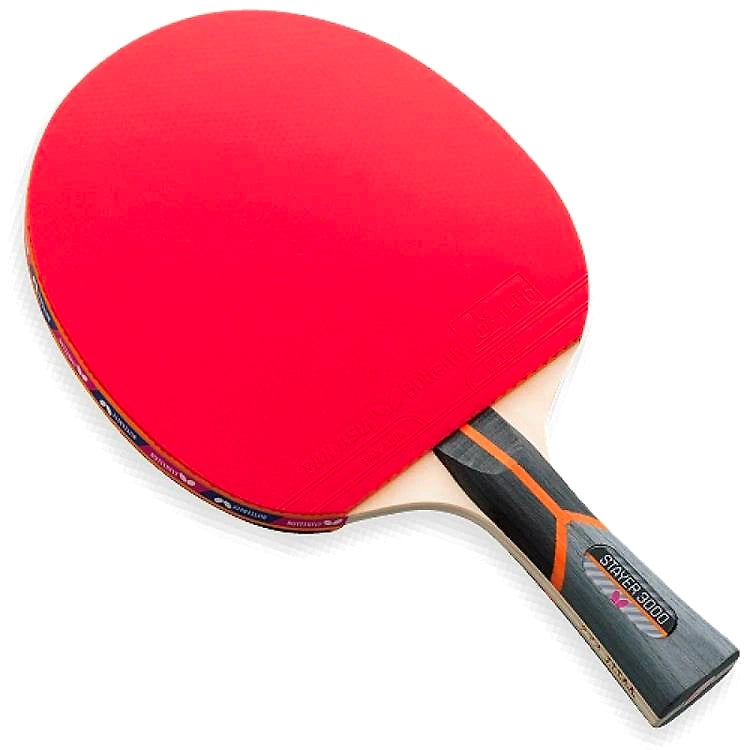 Butterfly Stayer 3000 Shakehand FL Table Tennis Paddle: Genuine Table Tennis Paddle with 2 Plastic Balls for Beginners