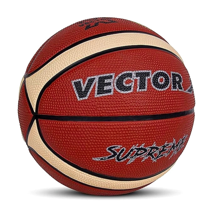 Vector X Supreme Basketball: Official Match Ball of the Basketball Federation of India | 14 Panels | Rubberized Bladder | Professional Grade