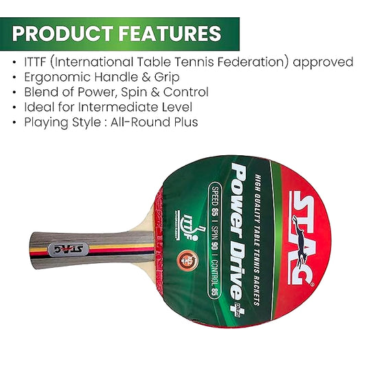 Stag Power Drive Plus Advanced Series Table Tennis Racket