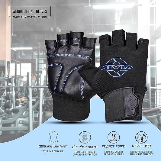 Nivia Leather Gym Glove with Wrist Wrap