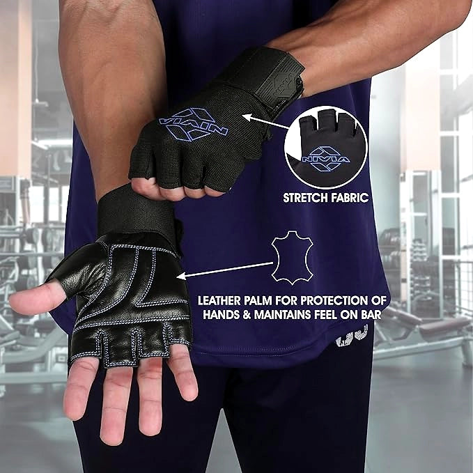 Nivia Leather Gym Glove with Wrist Wrap