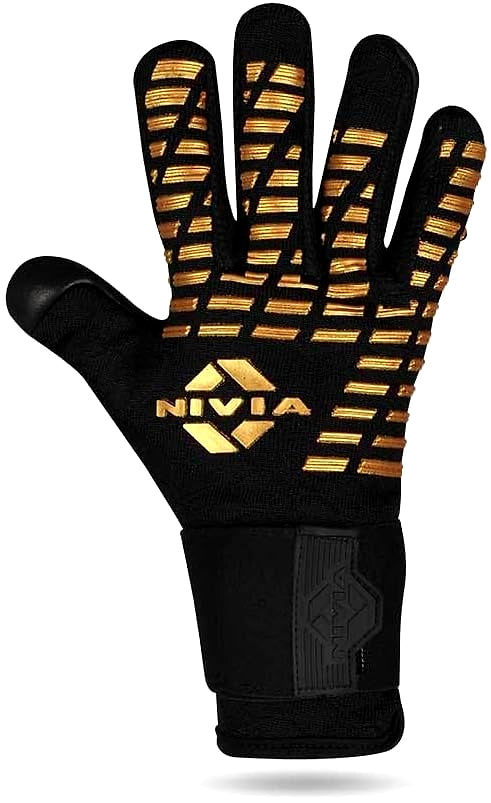 Nivia Ashtang Gold Rubber Football Goalkeeper Hand Gloves