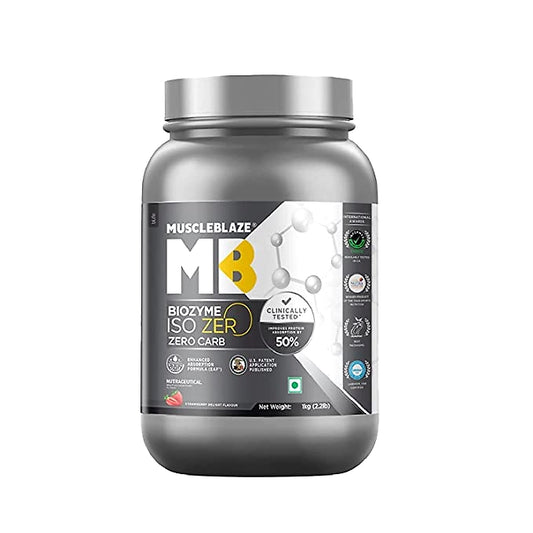 MuscleBlaze Biozyme Iso-Zero, Low Carb, 100% Pure Whey Protein Isolate