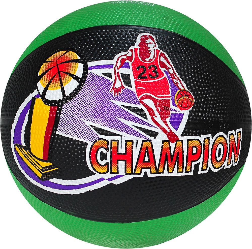 Cosco Rubber Multi-Graphics Basketball (Multicolor): 6-Inch Rubber Basketball with Needle for Indoor and Outdoor Play