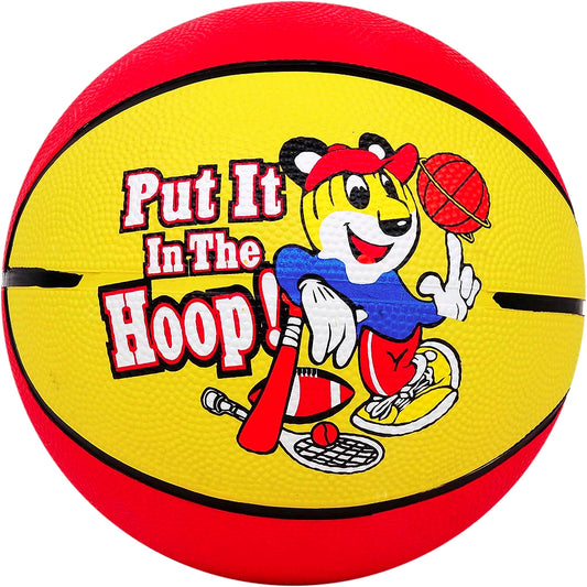 Cosco Rubber Multi-Graphics Basketball (Multicolor): 6-Inch Rubber Basketball with Needle for Indoor and Outdoor Play