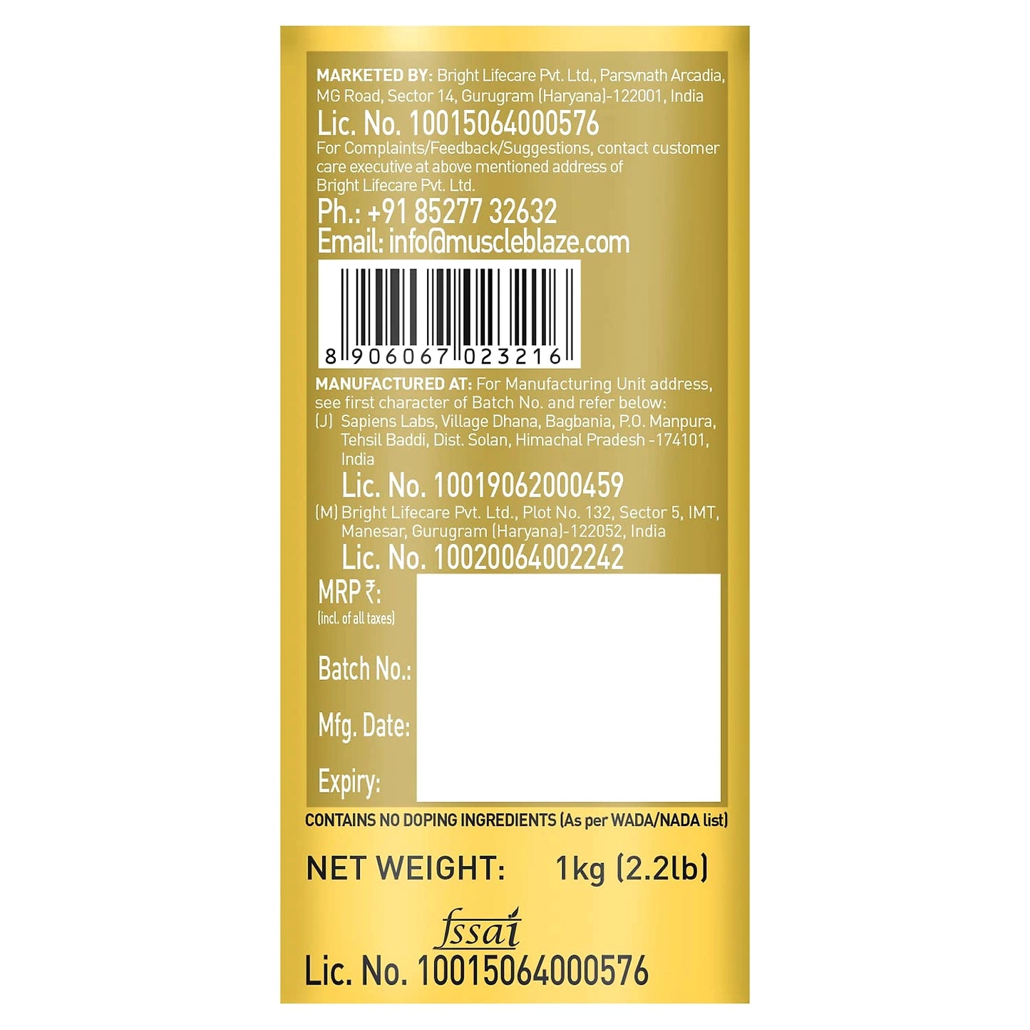 MuscleBlaze Whey Gold, 100% Whey Protein Isolate