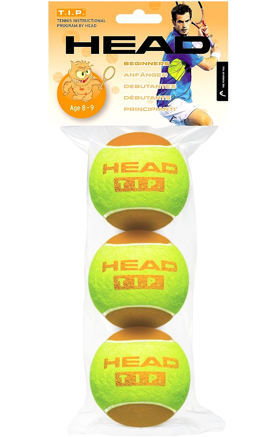 HEAD T.I.P. II Orange Tennis Ball (1 Can, 3 Balls)