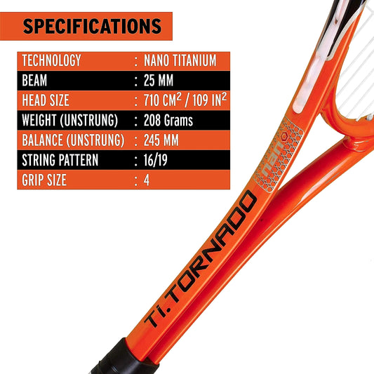 Head Graphite-Titanium-Lined Nano Ti Tornado Squash Racket