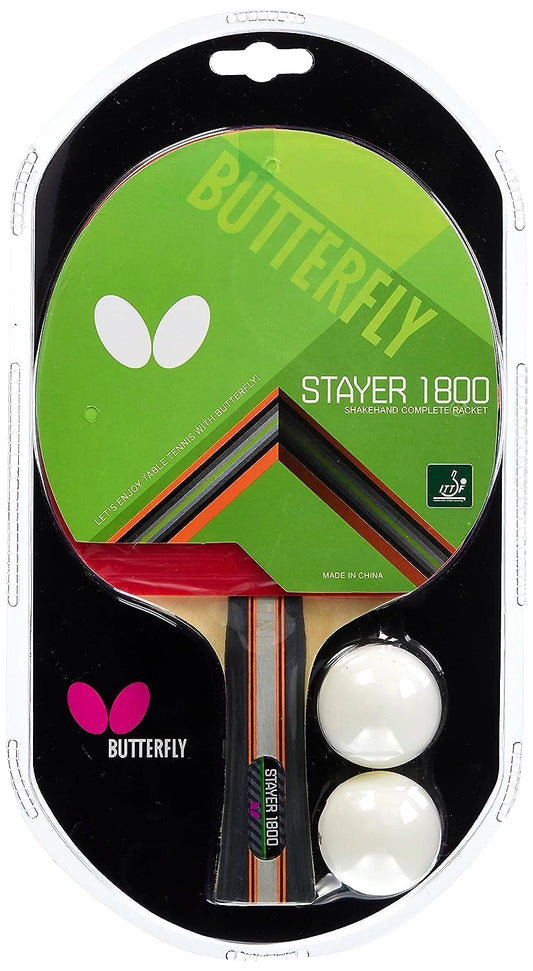 Butterfly Stayer Wood 1800 Shakehand FL Table Tennis Paddle: Genuine Table Tennis Paddle for Intermediate Players
