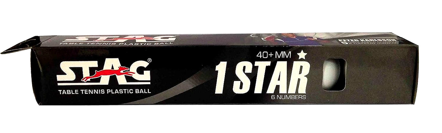 STAG One Star Plastic Table Tennis Ball (Pack of 6 - White)