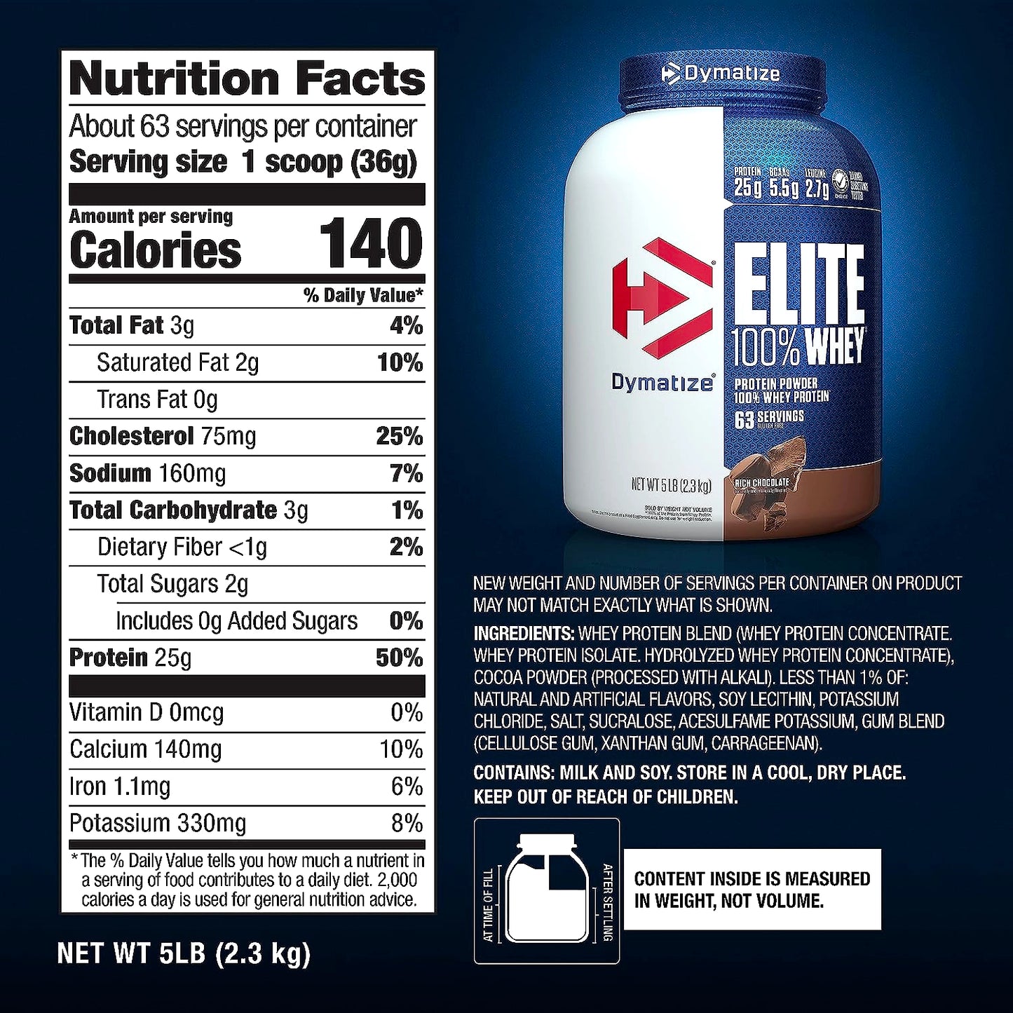 Dymatize Nutrition Elite Whey Protein Powder: Superior Blend of Whey Protein for Optimal Muscle Growth and Recovery