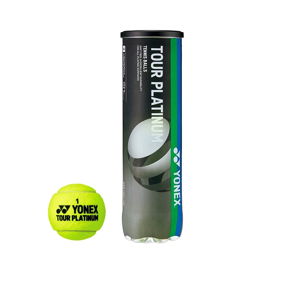 Yonex Tour Platinum (TB-TP4 EX) Tennis Balls, 1 Can