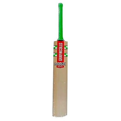 Gray Nicolls Maax Range Kashmir Willow Cricket Bat: Handcrafted Bat with Natural Finish and Oval Short Handle for Powerful Shots
