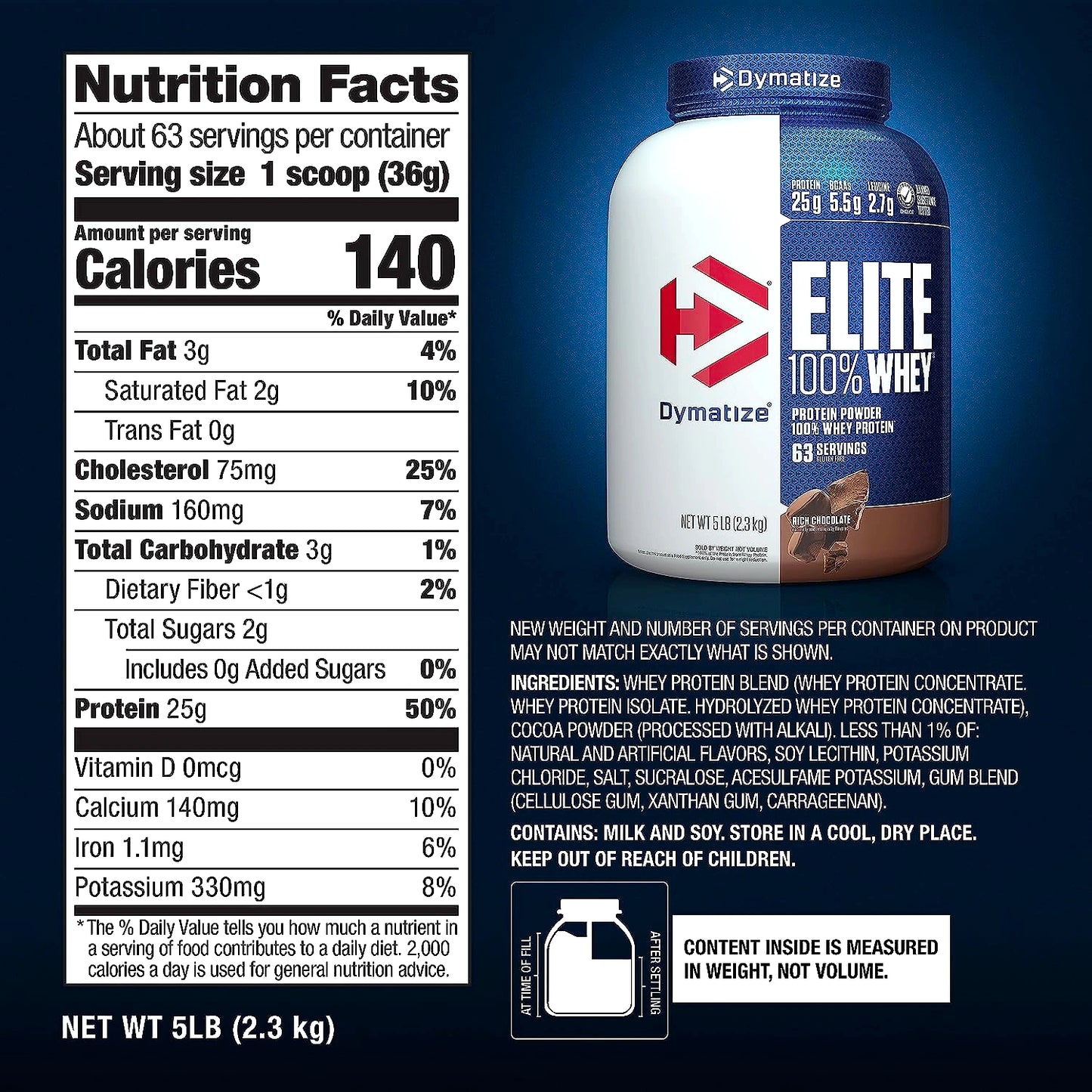 Dymatize Nutrition Elite Whey Protein Powder: Superior Blend of Whey Protein for Optimal Muscle Growth and Recovery