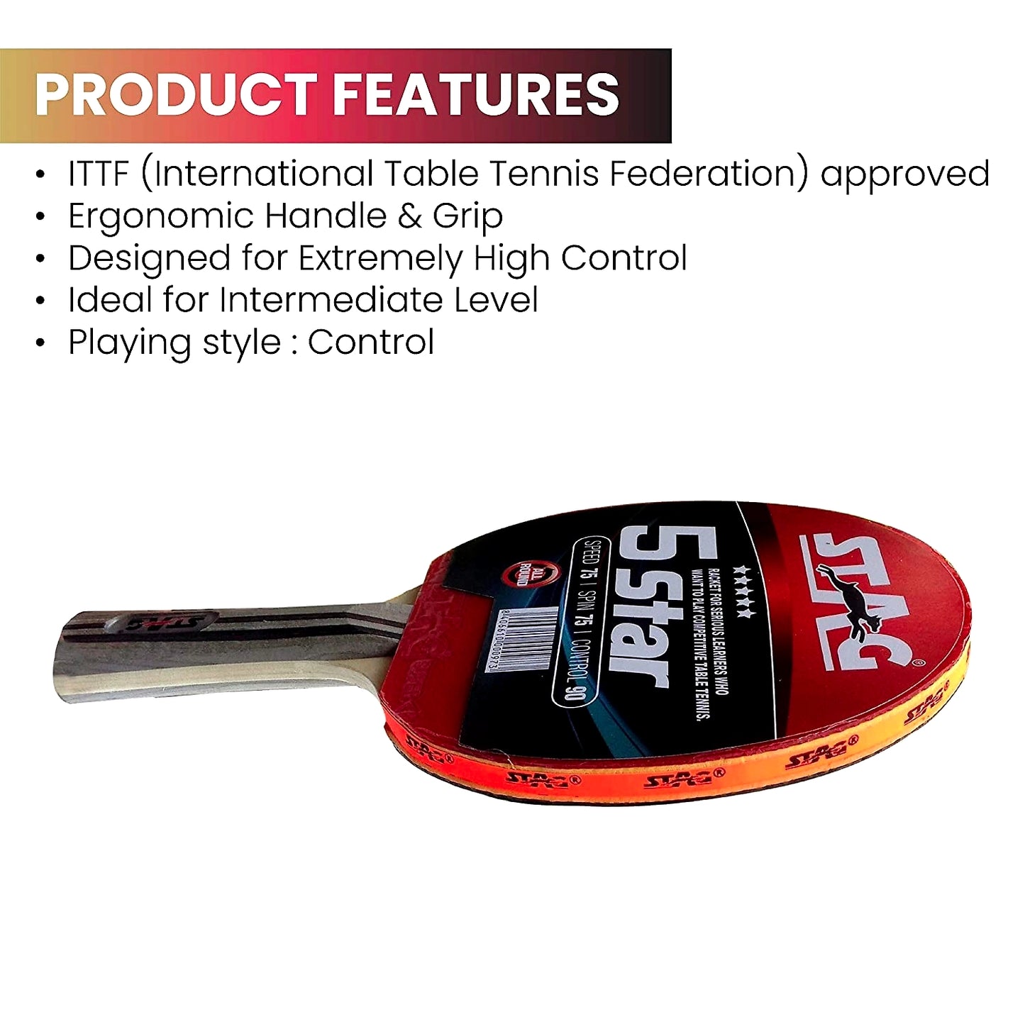 Stag 5 Star Table Tennis Bat