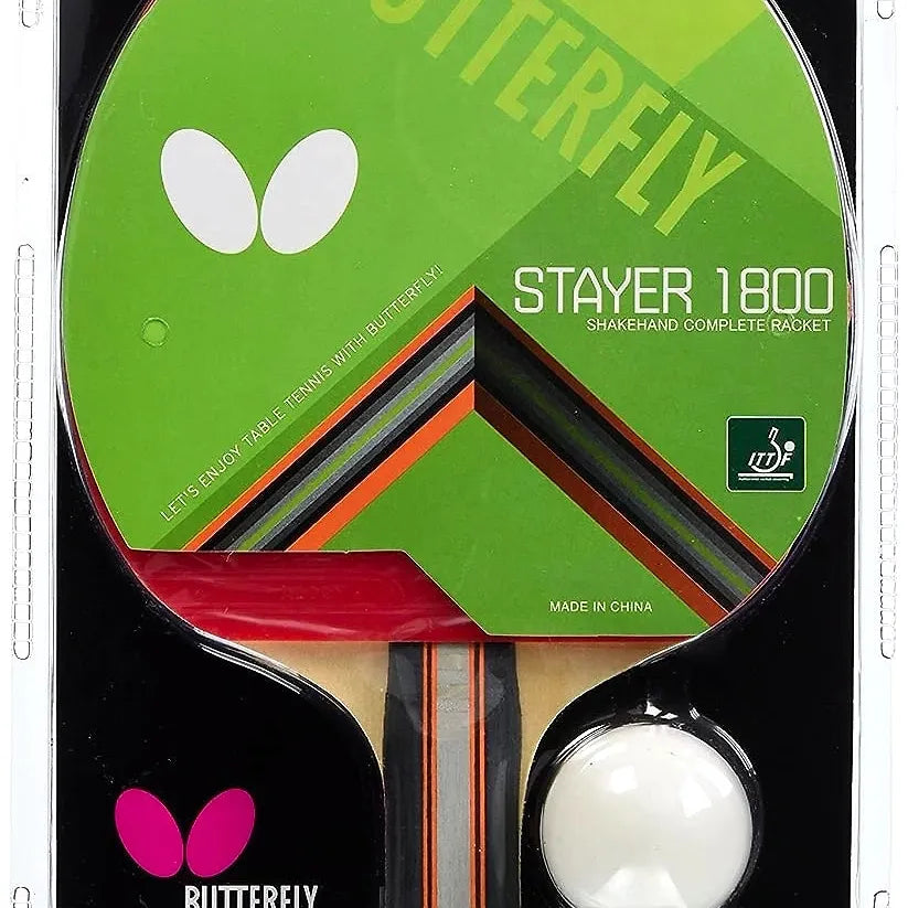 Butterfly Stayer Wood 1800 Shakehand FL Table Tennis Paddle: Genuine Table Tennis Paddle for Intermediate Players