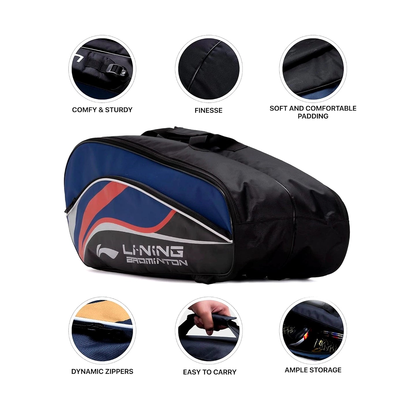 Li-Ning Panther Double Zipper Polyester Badminton Kit Bag