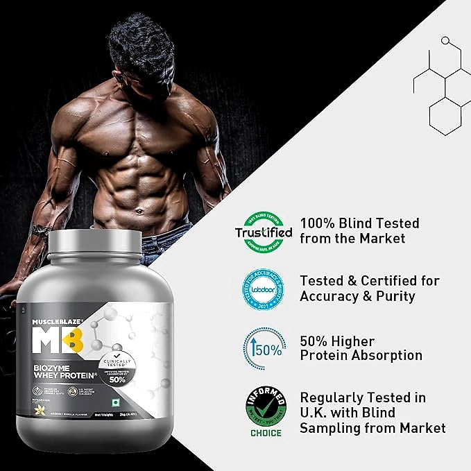 MuscleBlaze Biozyme Whey Protein (2 kg / 4.4 lb)