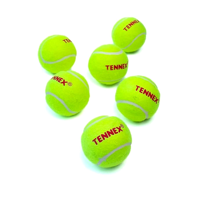 TENNEX Cricket Tennis Ball Yellow Heavy (Pack of 6 Balls)