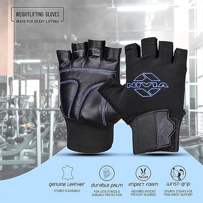 Nivia Leather Gym Glove with Wrist Wrap
