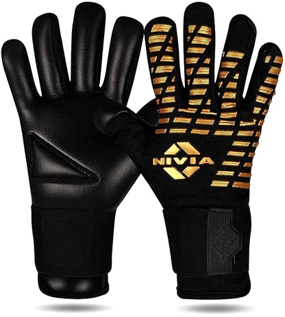 Nivia Ashtang Gold Rubber Football Goalkeeper Hand Gloves