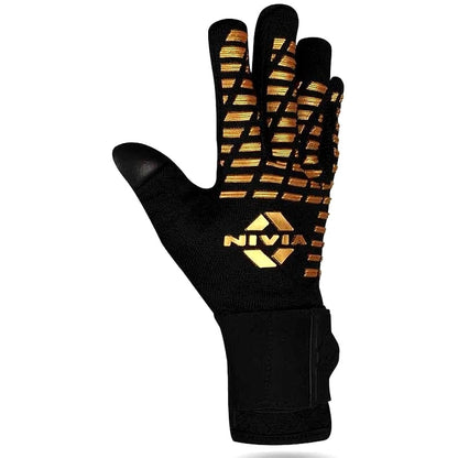 Nivia Ashtang Gold Rubber Football Goalkeeper Hand Gloves