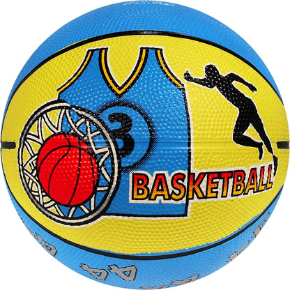 Cosco Rubber Multi-Graphics Basketball (Multicolor): 6-Inch Rubber Basketball with Needle for Indoor and Outdoor Play