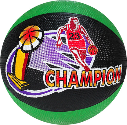 Cosco Rubber Multi-Graphics Basketball (Multicolor): 6-Inch Rubber Basketball with Needle for Indoor and Outdoor Play