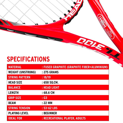 Head Titanium 3100 Graphite-Titanium-Lined Tennis Racket