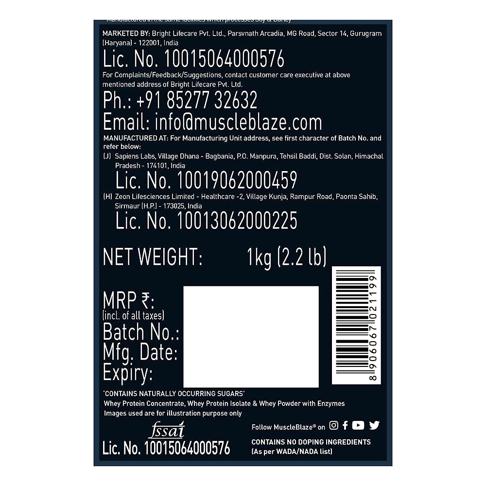 MuscleBlaze 100% Whey Protein Supplement Powder